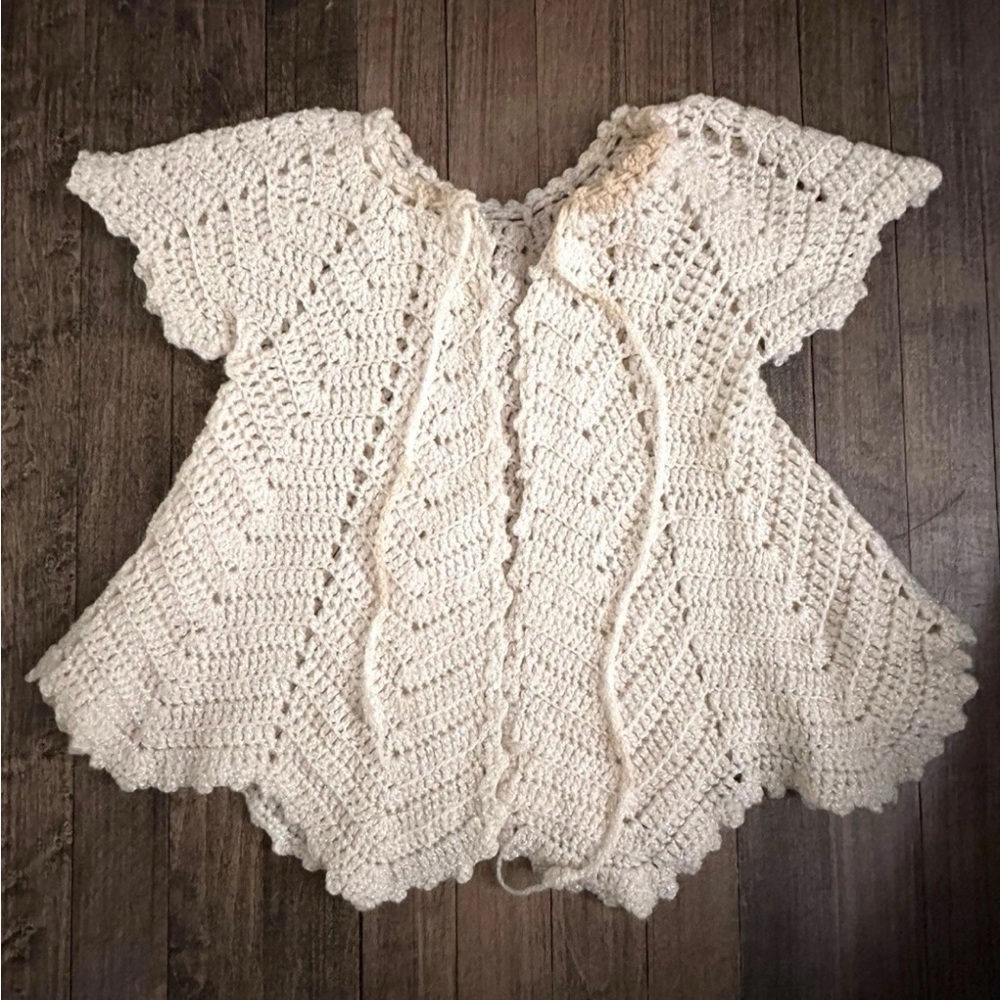 Handmade Vintage Crochet Baby Dress Ivory - Gently Worn